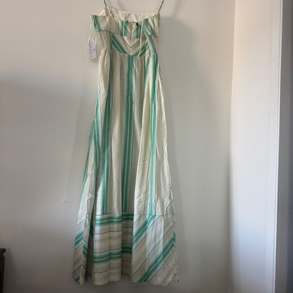 Du Paradis Striped Smocked Maxi Dress  Euro Summer Cottagecore Milkmaid Boho L - Picture 4 of 14